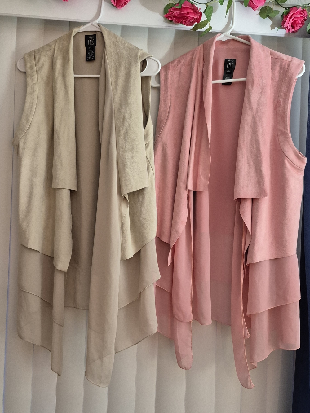 LARGE..BRAND NEW W/O TAGS..Vakko for I·N·C Draped Vests in Blush Pink and Cream